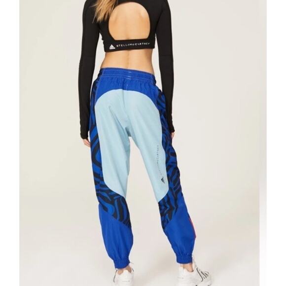 ADIDAS BY STELLA MCCARTNEY LOOSE FIT TRACK PANTS Jogger Blue Orange Zip Ankles M - Picture 3 of 8
